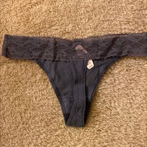 Victoria's Secret Lace Trim Thong - Gray